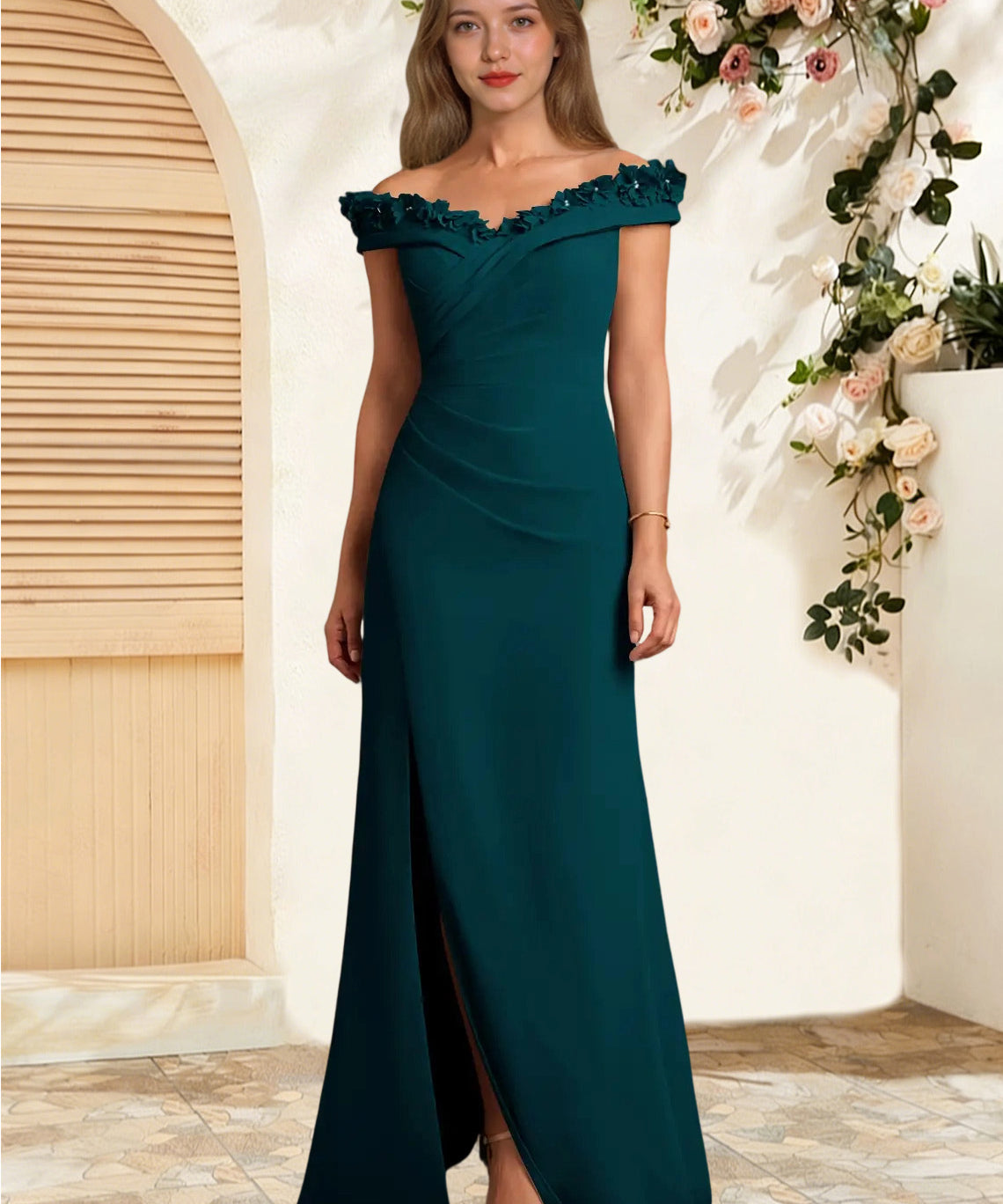 Augday Jettie Sheath Pleated Chiffon Dress