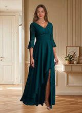 Augday Eire A-Line Pleated Chiffon Dress