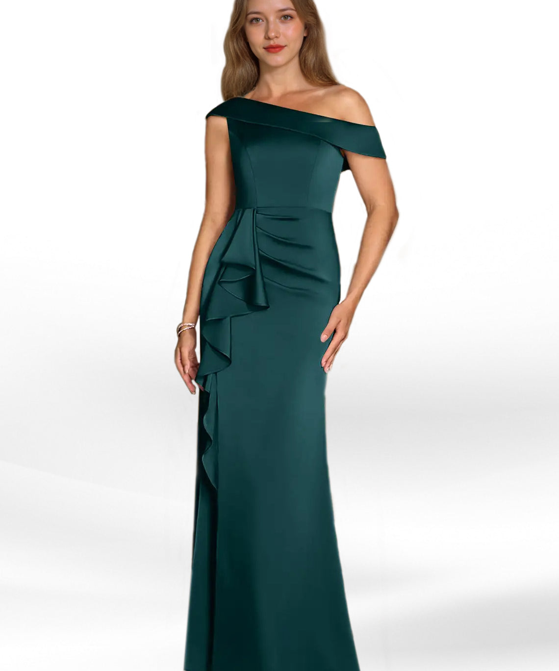 Augday Hamptons A-Line Pleated Stretch Satin Dress