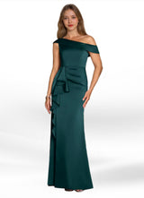 Augday Hamptons A-Line Pleated Stretch Satin Dress
