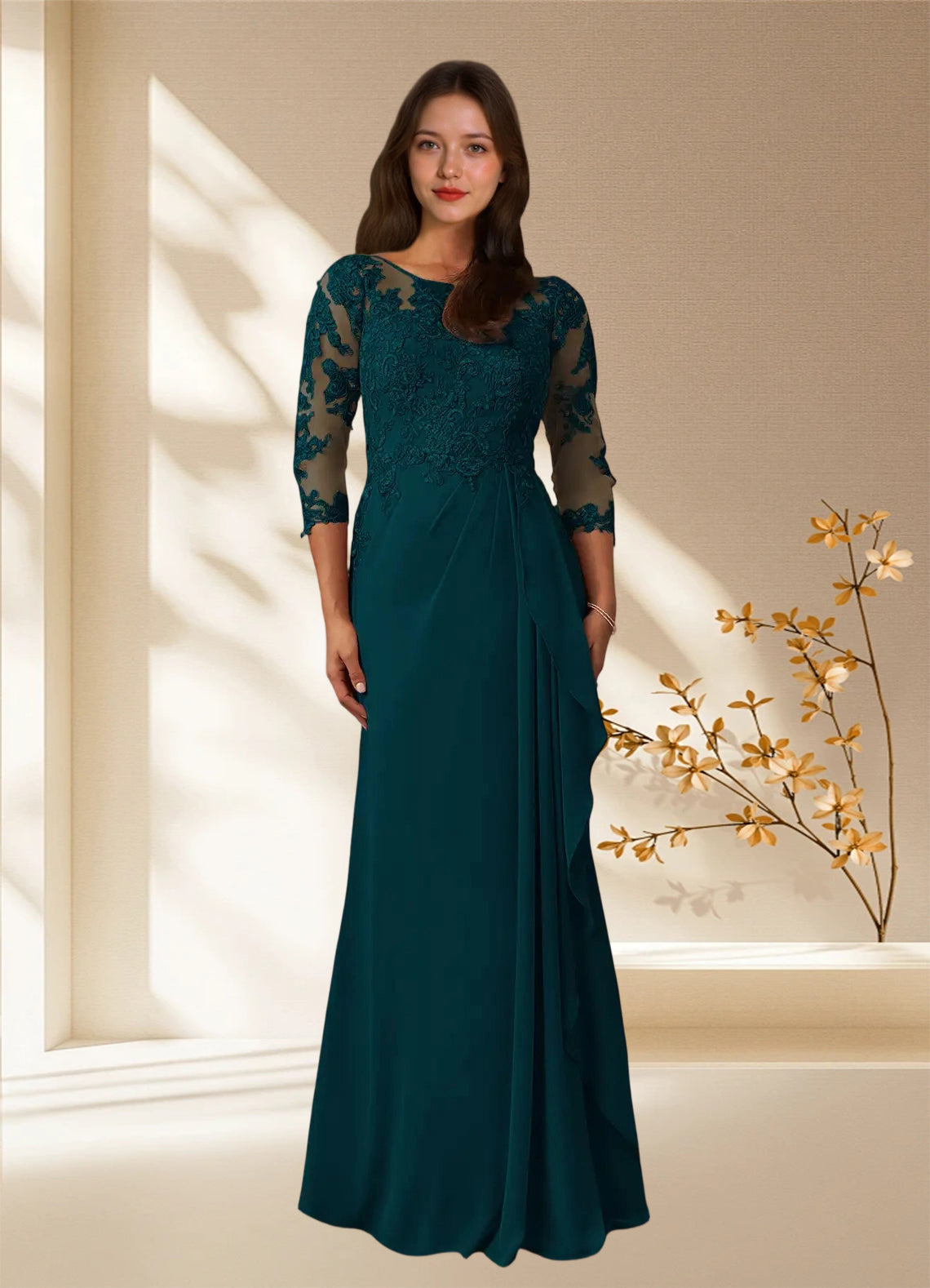 Augday Calanthe A-Line Scoop Chiffon Dress