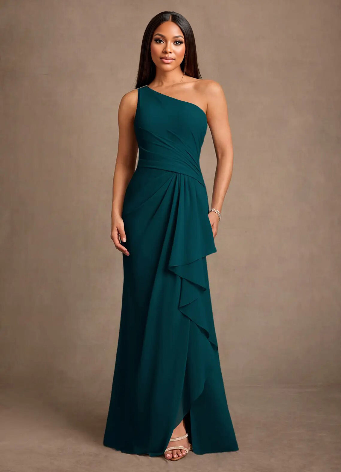Augday Floy Sheath One Shoulder Chiffon Dress