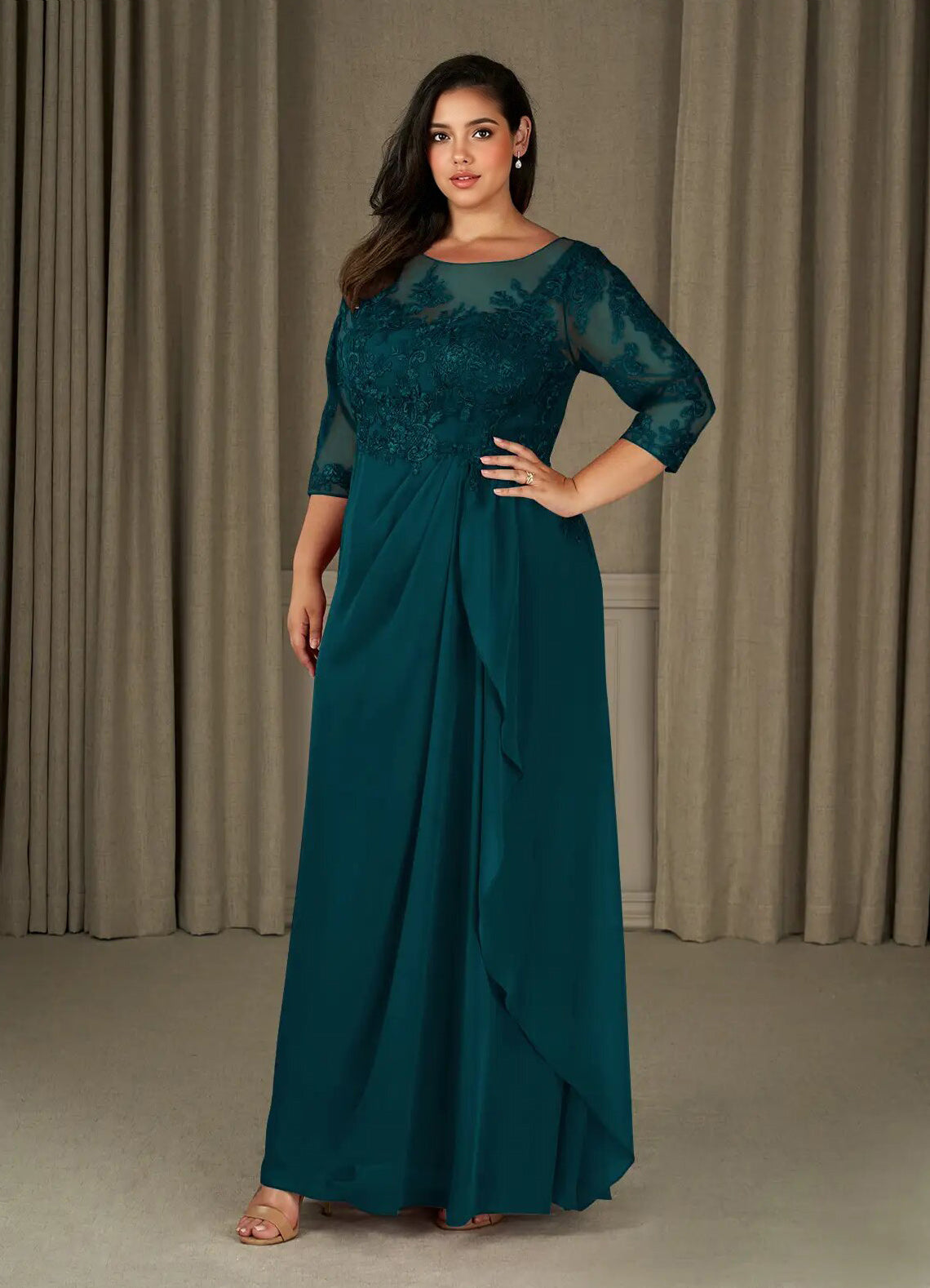 Augday Calanthe A-Line Scoop Chiffon Dress Plus Size