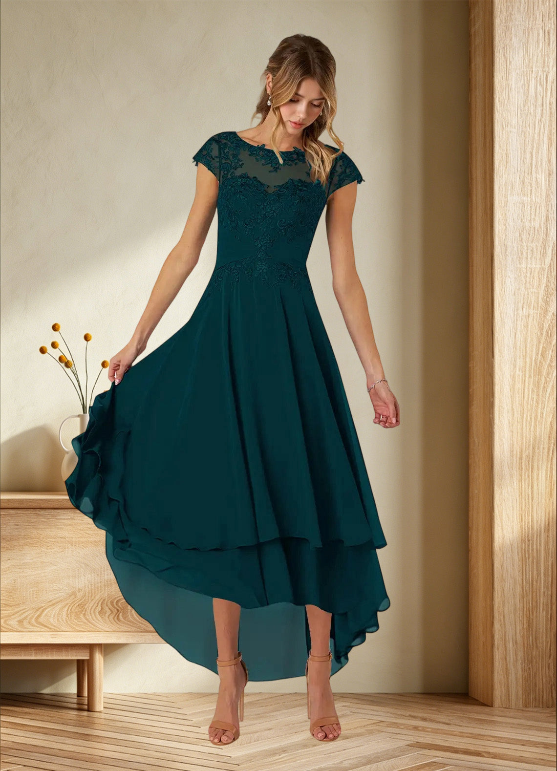 Augday Shonda Lace Chiffon Dress