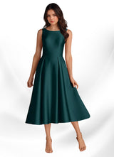 Augday Fulton A-Line Pleated Stretch Satin Dress