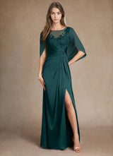 Augday Hera Mother of the Bride Dresses A-Line Lace Stretch Satin Dress