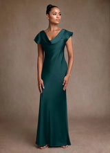 Augday Shelby Mother of the Bride Dresses Mermaid Pleated Stretch Satin Dress