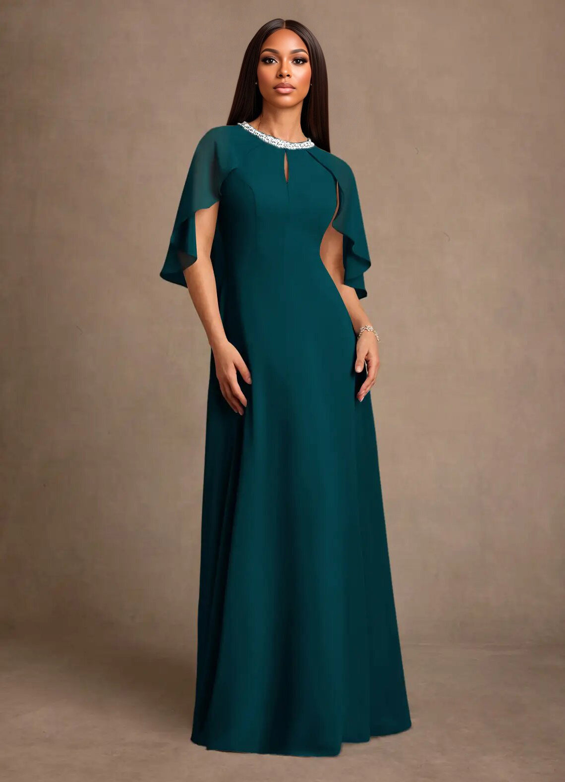 Augday Winnifred A-Line Beaded Chiffon Dress