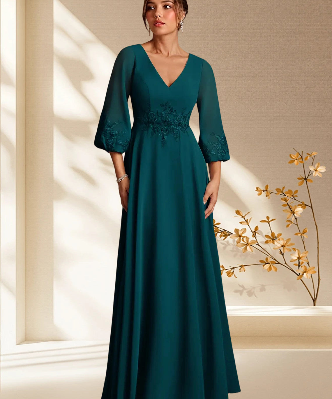 Augday Yorba A-Line Lace Chiffon Dress