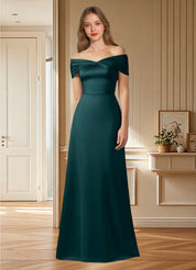 Augday Amelia A-Line Off the Shoulder Stretch Satin Dress
