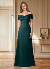 Augday Amelia A-Line Off the Shoulder Stretch Satin Dress