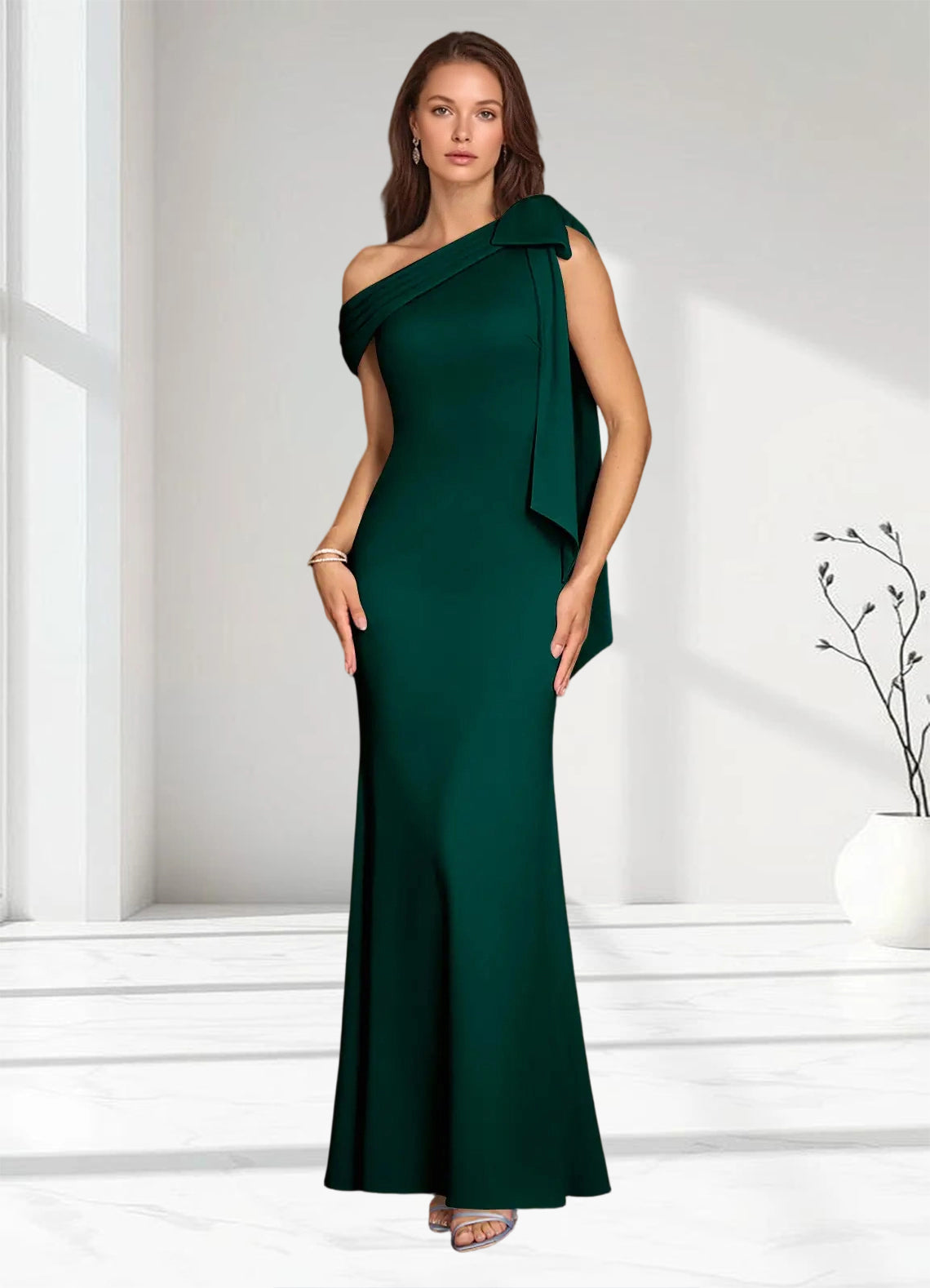 Augday Myers Mermaid Pleated Stretch Crepe Dress