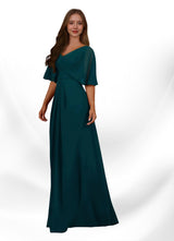 Augday Oksana A-Line V-Neck Pleated Chiffon Dress