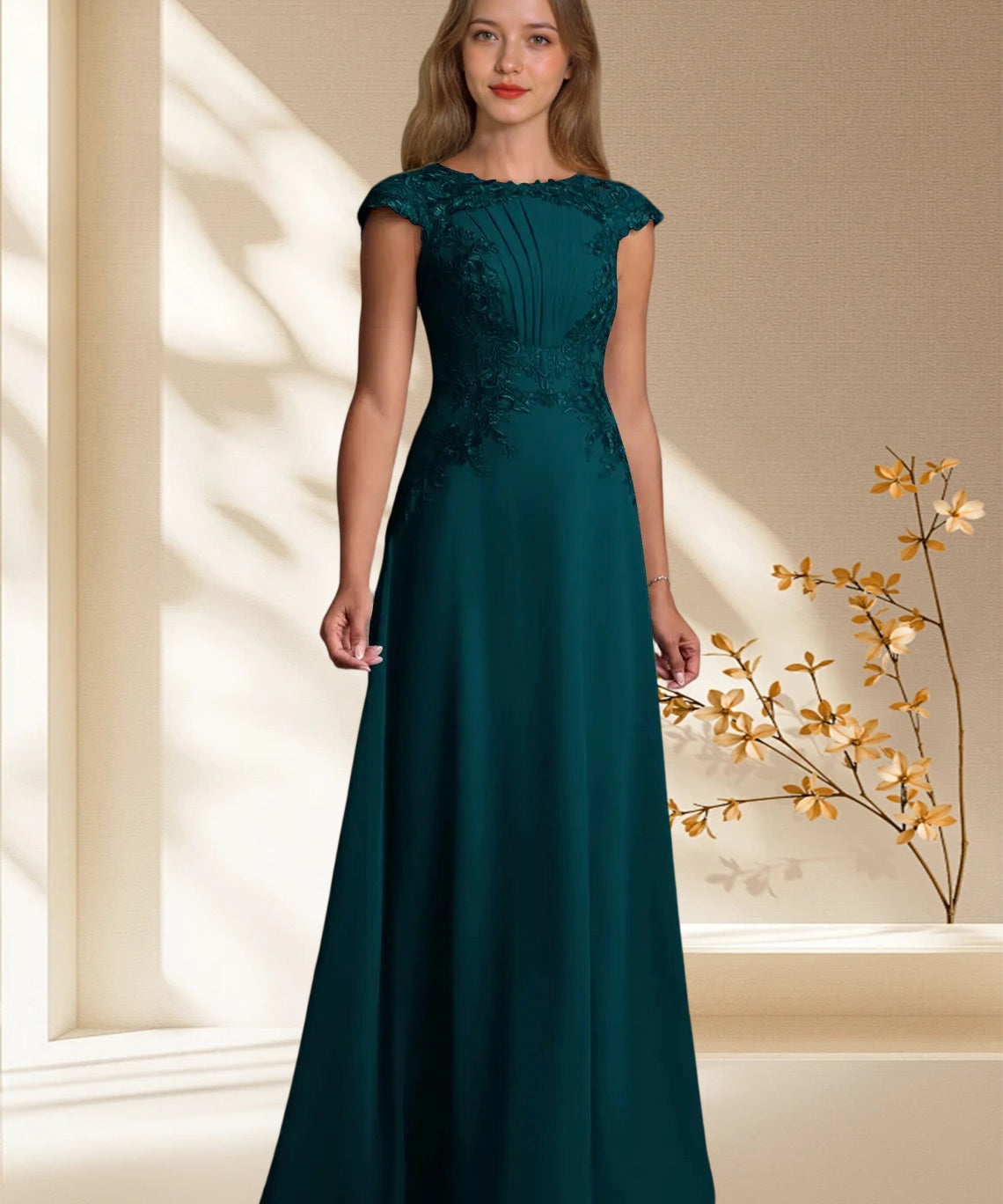 Augday Christi A-Line Lace Chiffon Dress