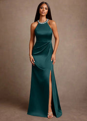 Augday Lawrence A-Line Pleated Stretch Satin Dress
