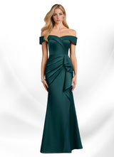 Augday Laredo Mermaid Off the Shoulder Stretch Satin Dress