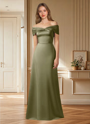 Augday Amelia A-Line Off the Shoulder Stretch Satin Dress