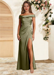 Augday Bedford Sheath Pleated Stretch Satin Dress