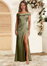 Augday Bedford Sheath Pleated Stretch Satin Dress