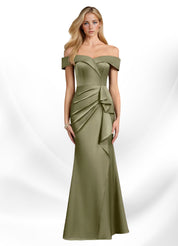 Augday Laredo Mermaid Off the Shoulder Stretch Satin Dress
