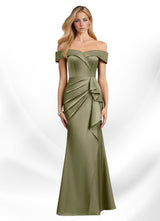 Augday Laredo Mermaid Off the Shoulder Stretch Satin Dress