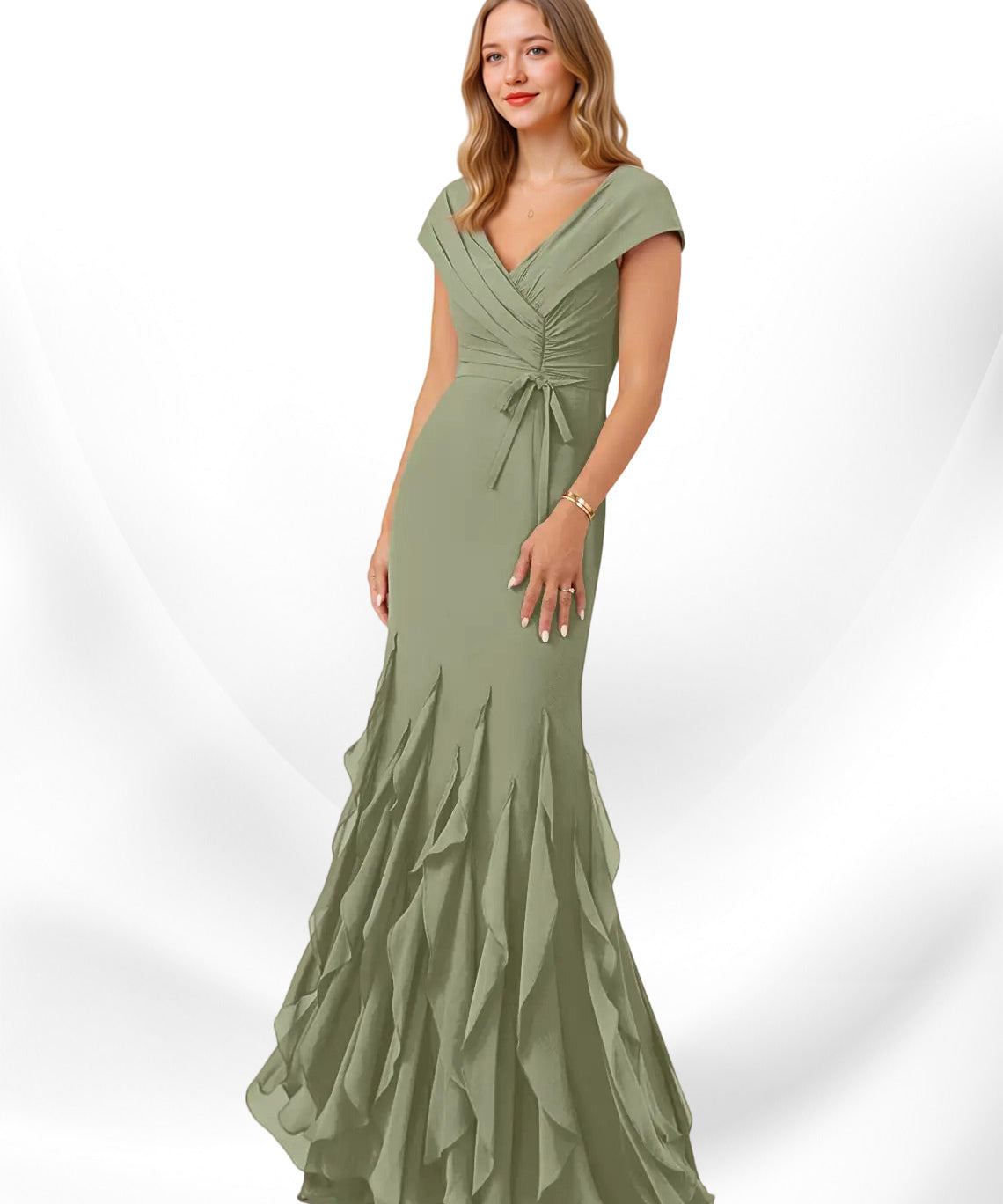 Augday Bailora Mermaid Ruched Chiffon Dress