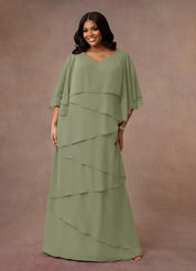 Augday OHara A-Line V-Neck Chiffon Dress Plus Size