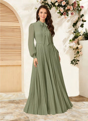 Augday Adellah A-Line Pleated Chiffon Dress