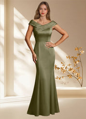 Augday Aberdeen Sheath Pleated Stretch Satin Dress