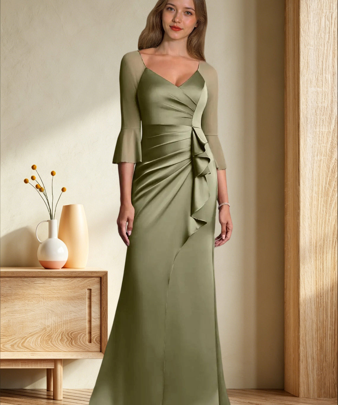 Augday Nampa Sheath Pleated Mesh Dress