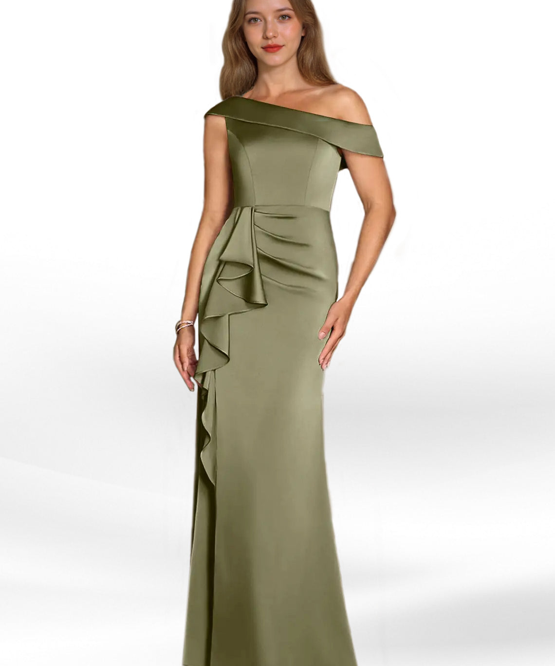 Augday Hamptons A-Line Pleated Stretch Satin Dress