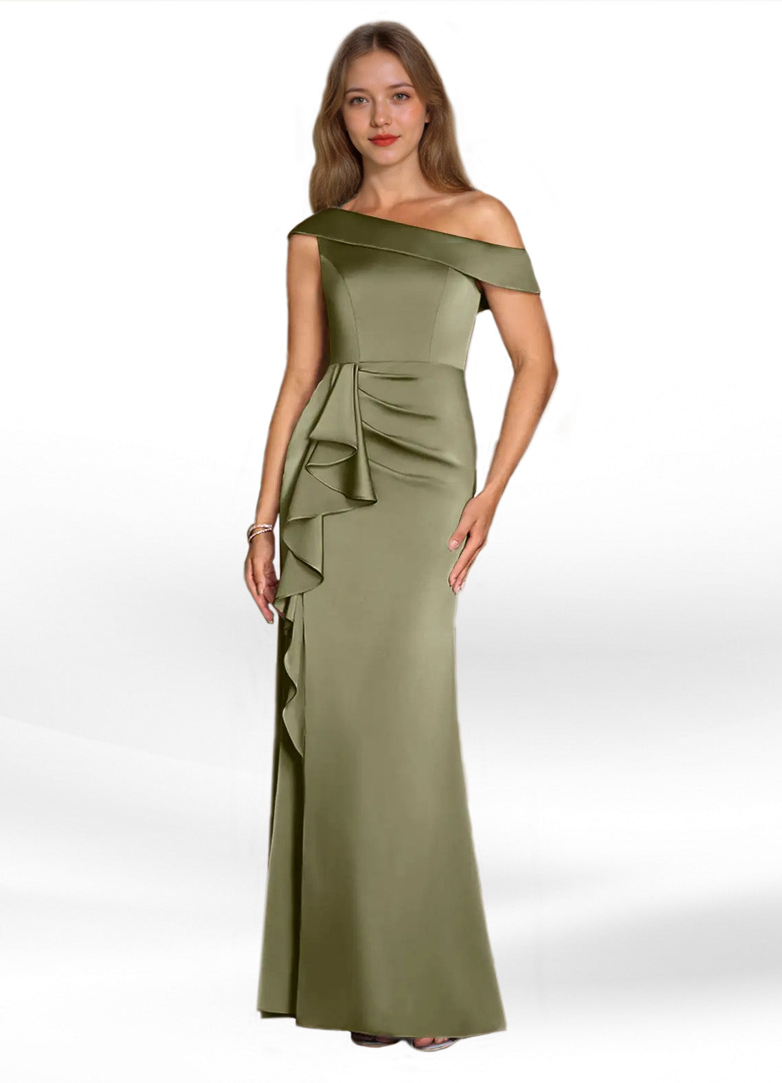 Augday Hamptons A-Line Pleated Stretch Satin Dress