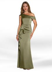 Augday Hamptons A-Line Pleated Stretch Satin Dress