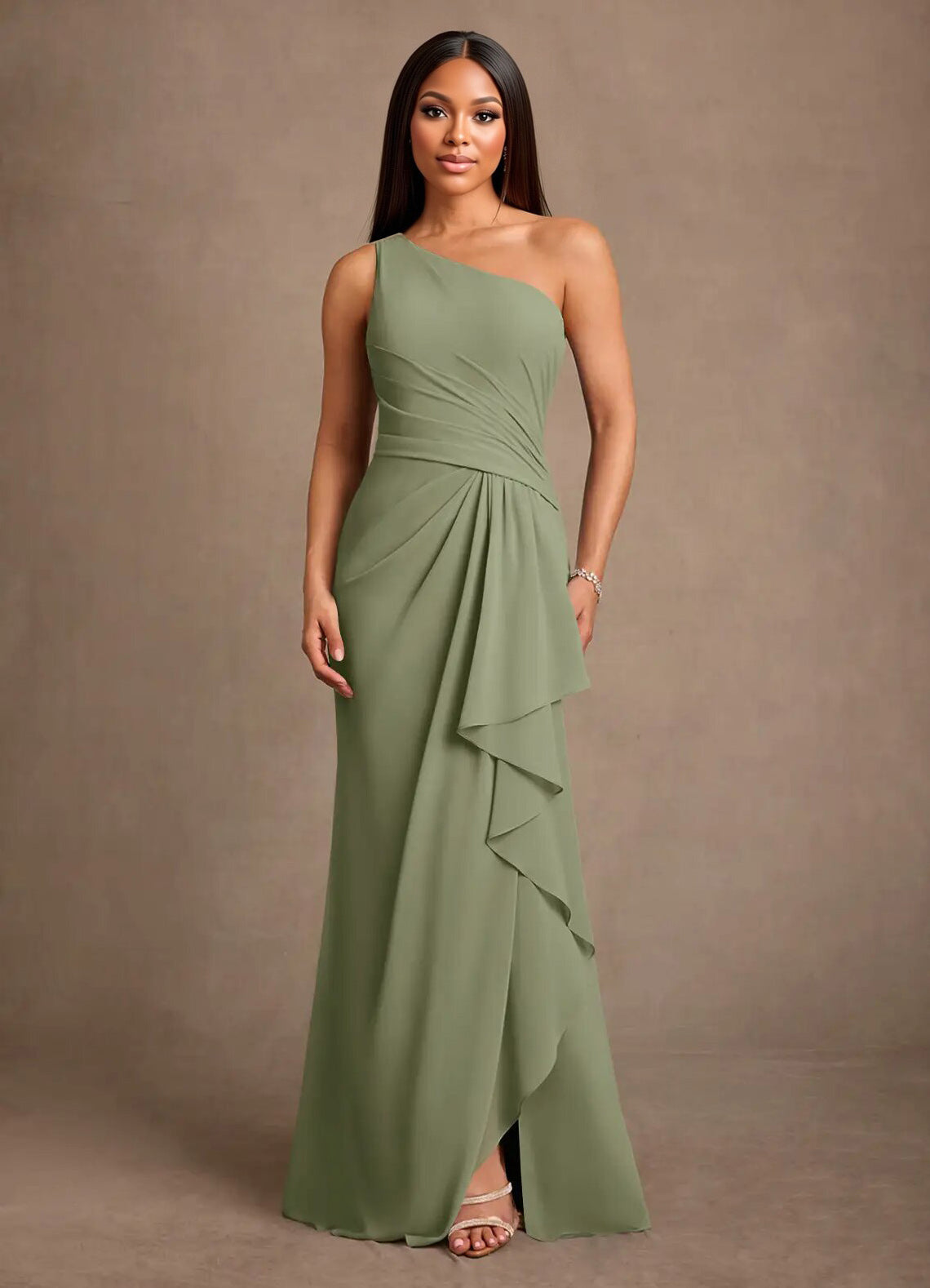 Augday Floy Sheath One Shoulder Chiffon Dress