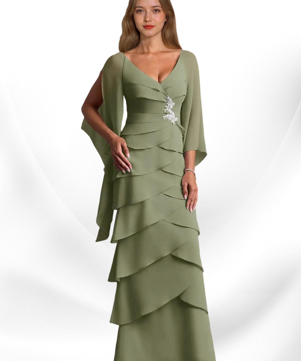 Augday Arabinda Sheath Ruched Chiffon Dress