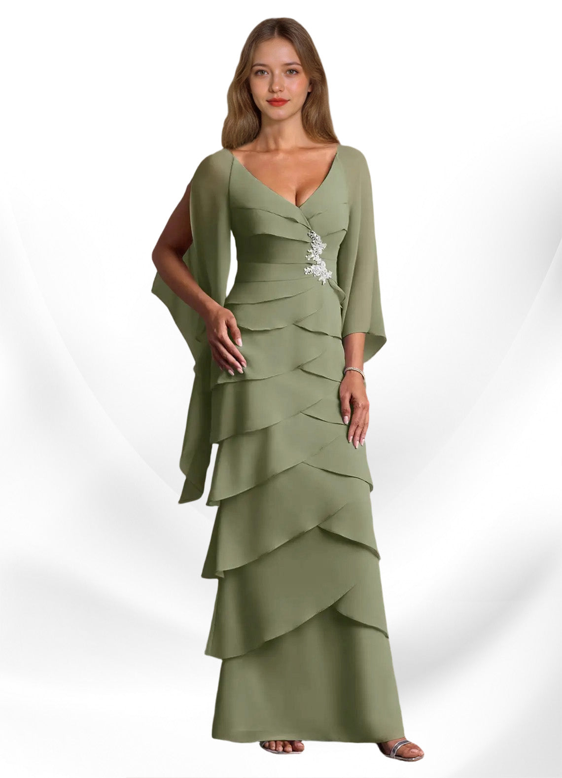 Augday Arabinda Sheath Ruched Chiffon Dress