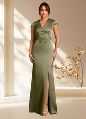 Augday Rilda Sheath Lace Stretch Satin Dress