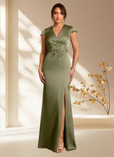Augday Rilda Sheath Lace Stretch Satin Dress