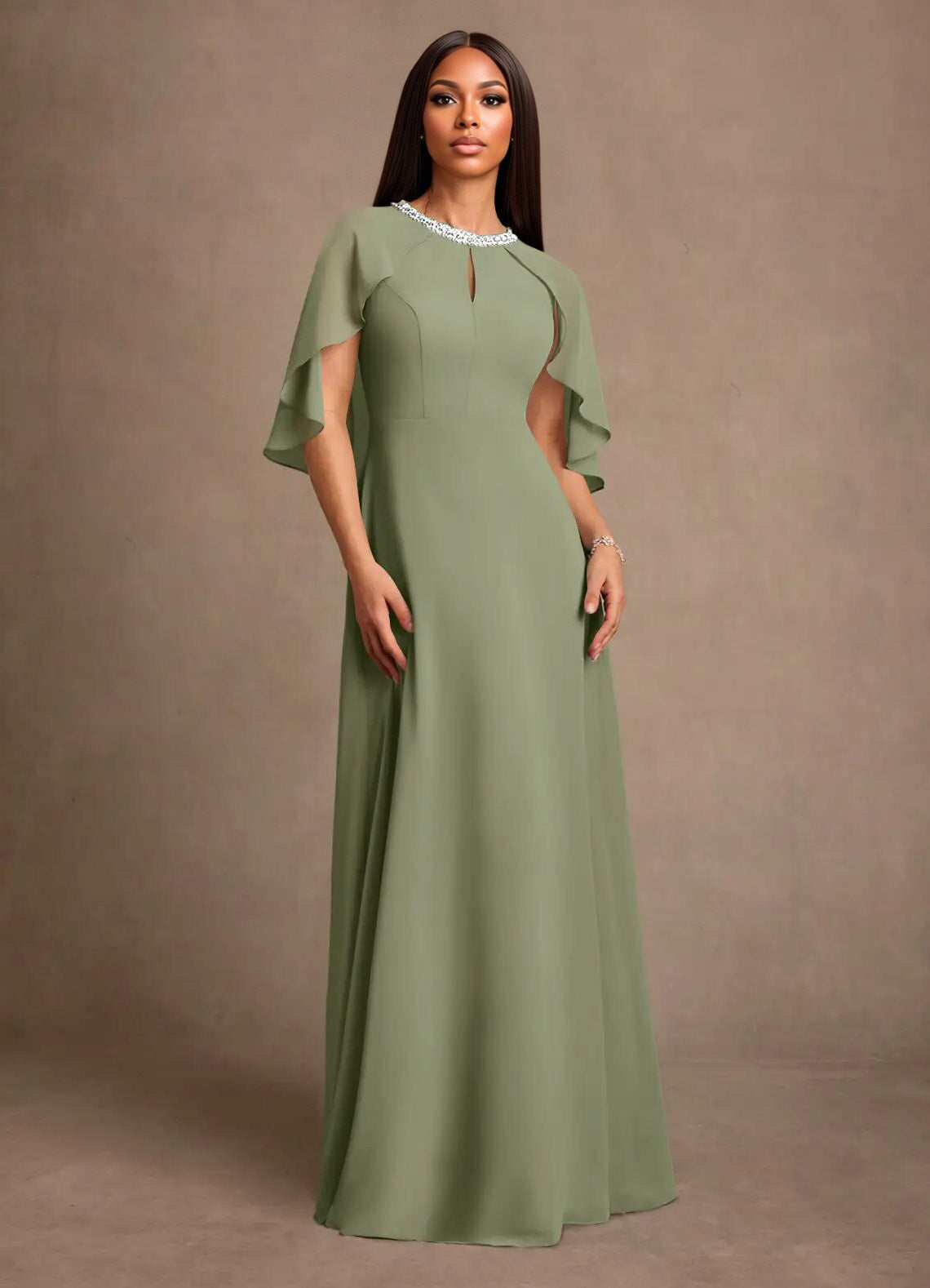 Augday Winnifred A-Line Beaded Chiffon Dress