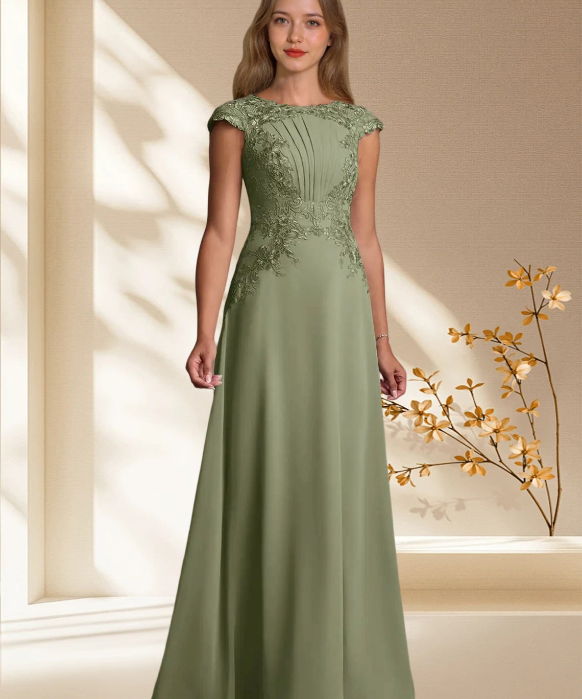 Augday Christi A-Line Lace Chiffon Dress