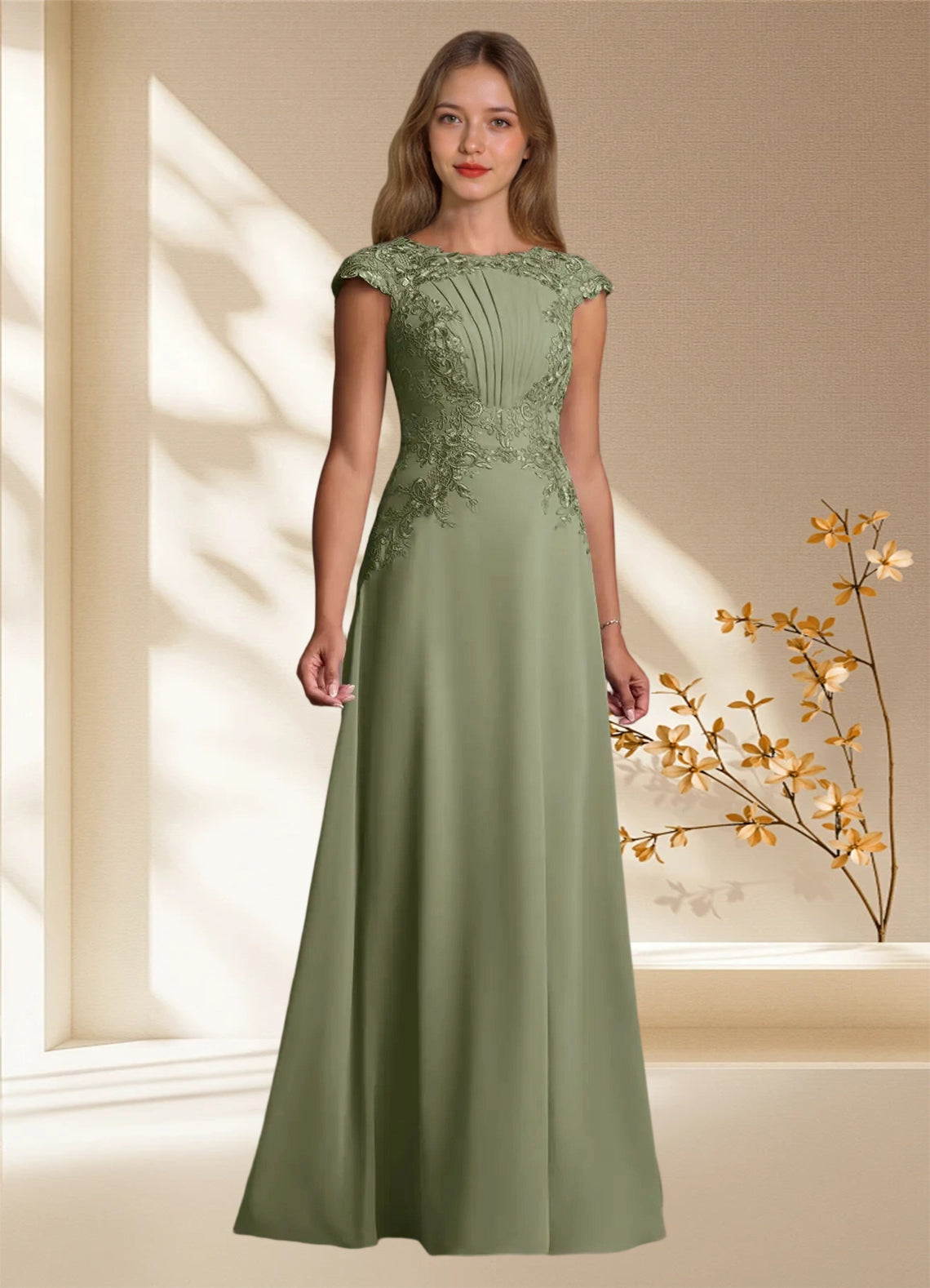 Augday Christi A-Line Lace Chiffon Dress