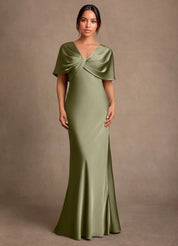 Augday Dosia Sheath Pleated Stretch Satin Dress
