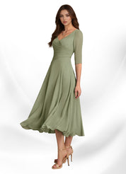 Augay Durant A-Line Pleated Chiffon Dress