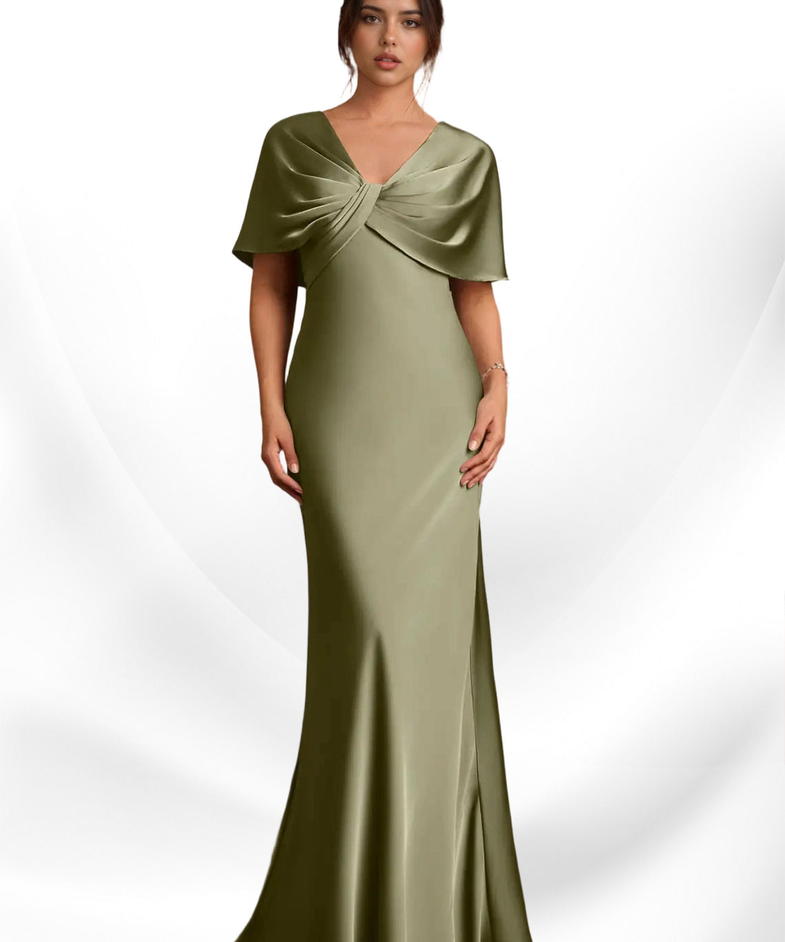 Augday Dosia Sheath Pleated Stretch Satin Dress