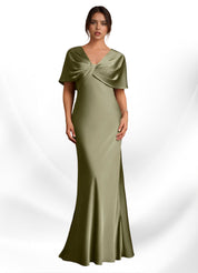 Augday Dosia Sheath Pleated Stretch Satin Dress