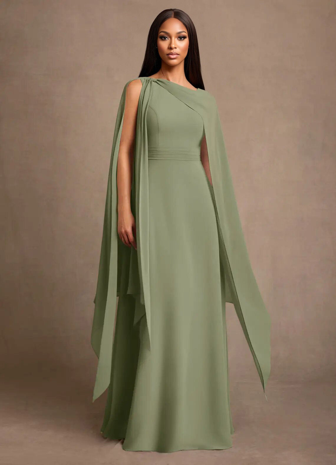 Augday Liddie A-Line Pleated Chiffon Dress