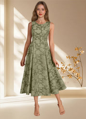 Augday Fulton A-Line Pleated Floral Burnout Dress