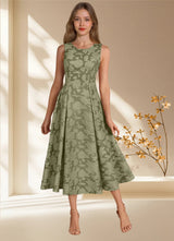 Augday Fulton A-Line Pleated Floral Burnout Dress