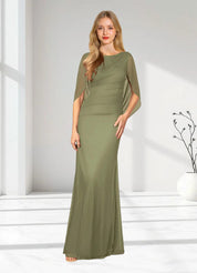 Augday Belladonna Mermaid Scoop Pleated Mesh Dress