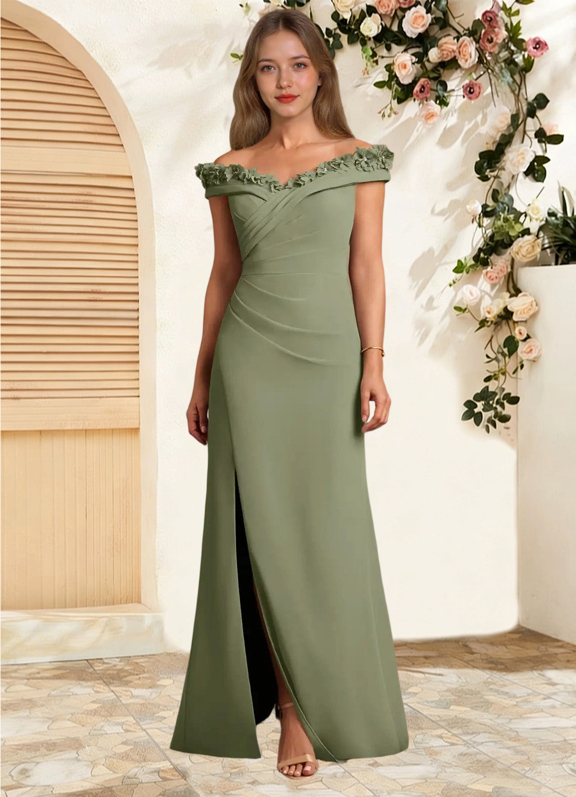 Augday Jettie Sheath Pleated Chiffon Dress